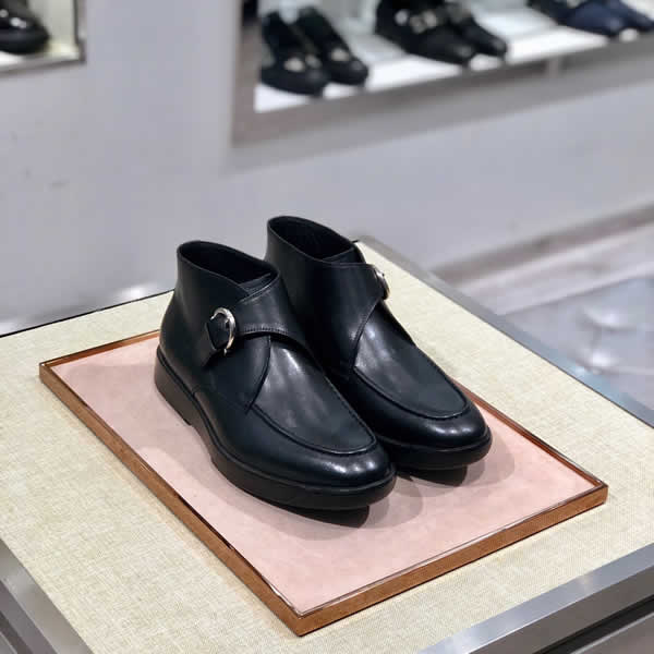 Ferragamo Black Fashion Men Shoes Soft Leather Boots Men Shoes Men Luxury Boots Man